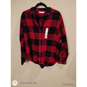 Sonoma red and black buffalo plaid supersoft flannel shirt with sustainable cott